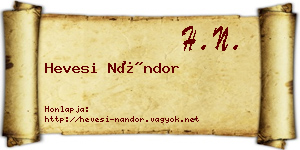 Hevesi Nándor névjegykártya