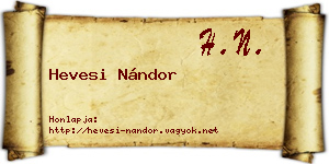 Hevesi Nándor névjegykártya